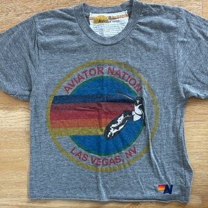 Aviator Nation Gray Tee with Colorful Logo